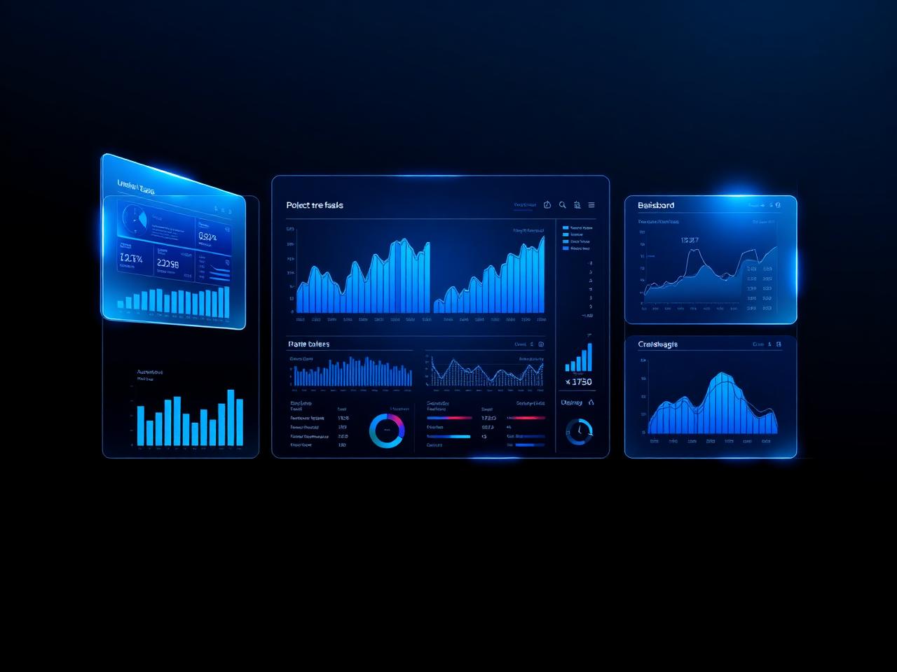 Painel de ERP personalizado com gráficos em azul